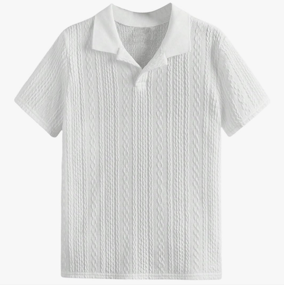 Verdusa Textured Short Sleeve Collared Shirt, Large - Picture 1 of 6